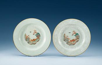A pair of 'bianco sopra bianco' dishes, Qing dynasty, Yongzheng (1723-1735).