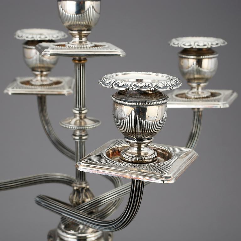 KANDELABER, nysilver, 1900-talets första hälft.