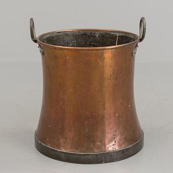 A 19th century copper barrel.