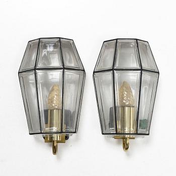 Vägglampor, ett par, Glashütte Limburg, 1900-tal.
