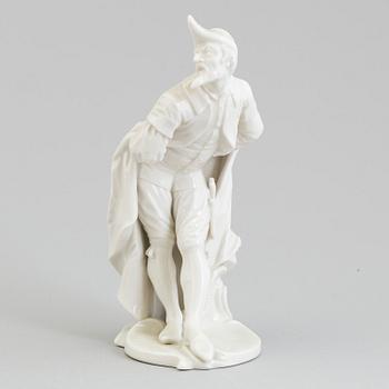 A white glazed figure of pantalone, Nymphenburg, Germany, 20th Century.