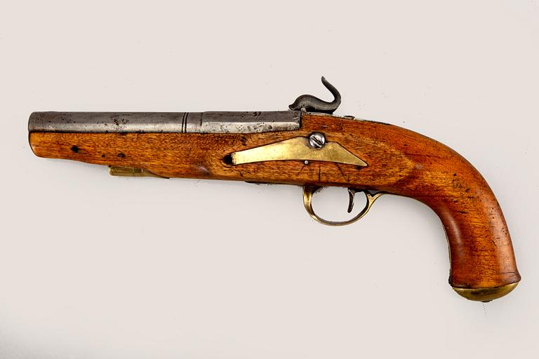 Pistol, percussion, probably Sweden, 19th century first part.