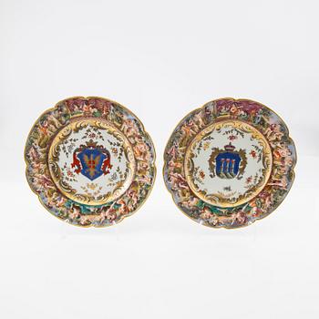 Plates 6 pcs Napoli-like mark around 1900 porcelain.