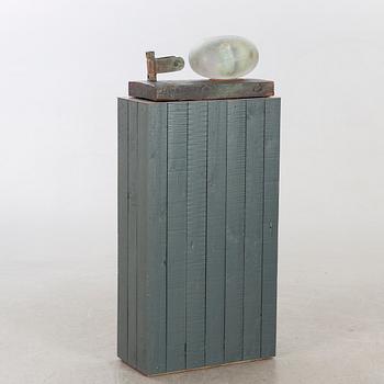 Bertil Vallien, skulptur, vilande huvud, "Resting head", Kosta Boda, unik.