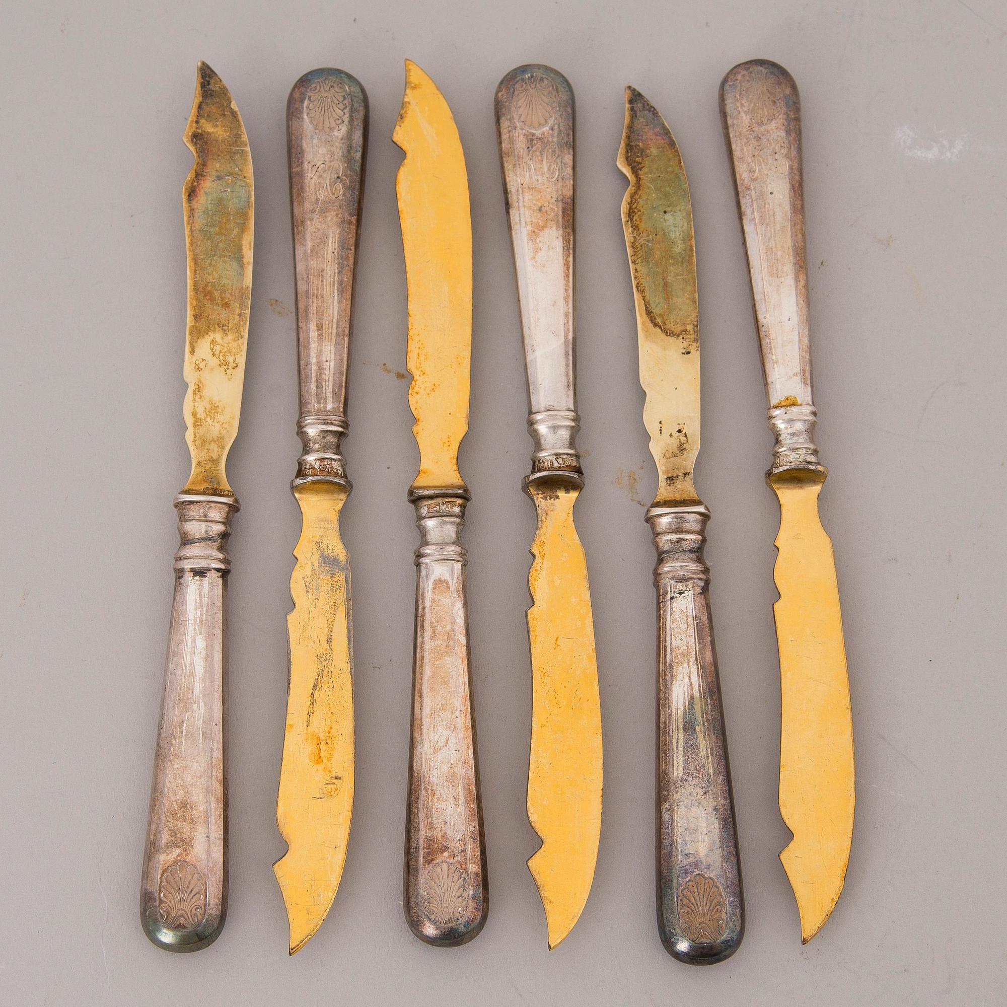 BESTICK, silver och nysilver 23 + 25 delar, "Musslan", finska stämplar, 1923-1955.