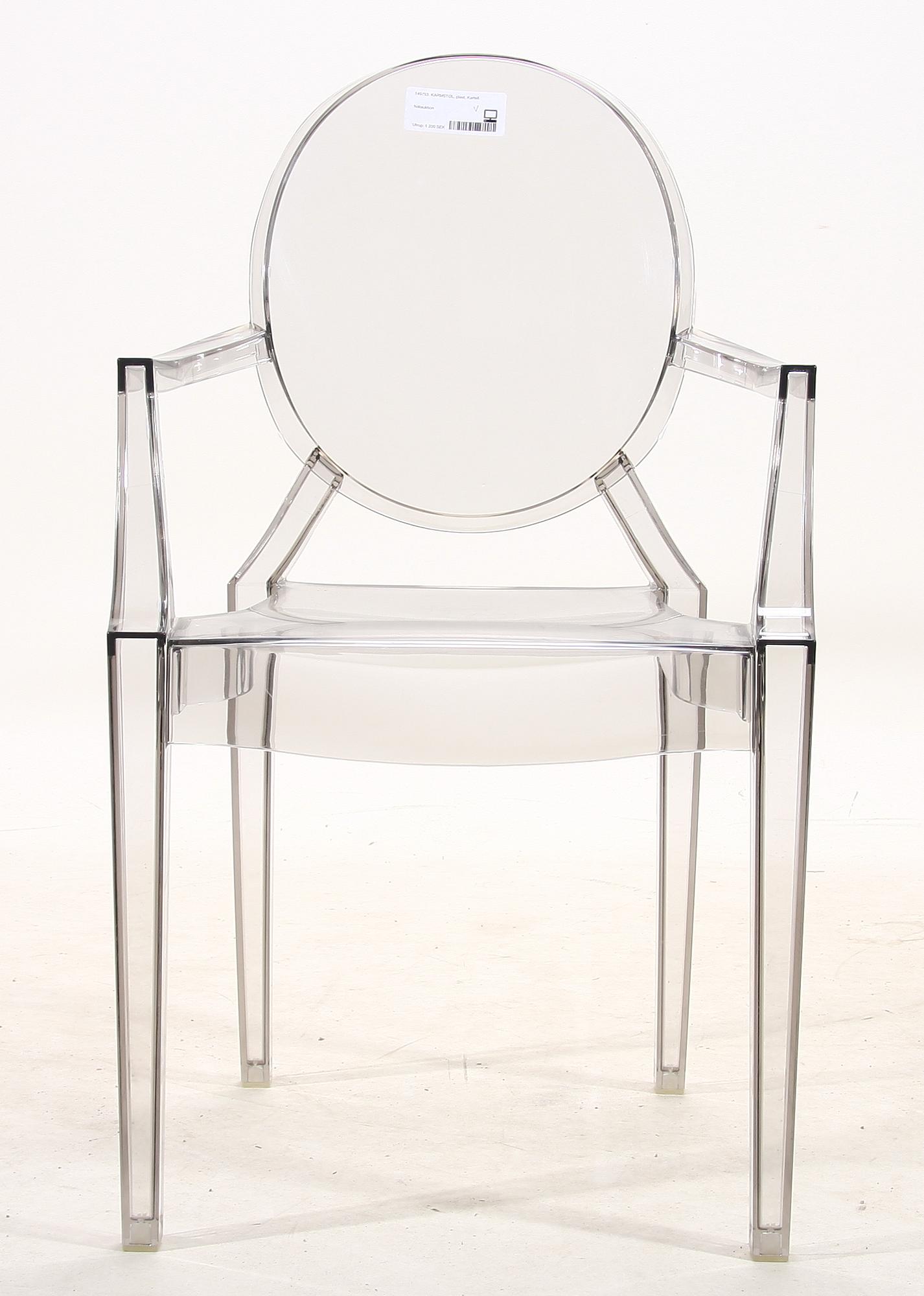 KARMSTOL, plast, "Louis Ghost", Philippe Starck för Kartell.
