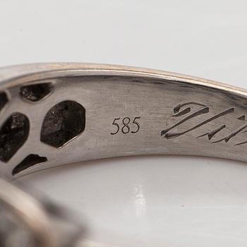 Ring, briljant- och åttkantslipade diamanter, 14K vitguld,