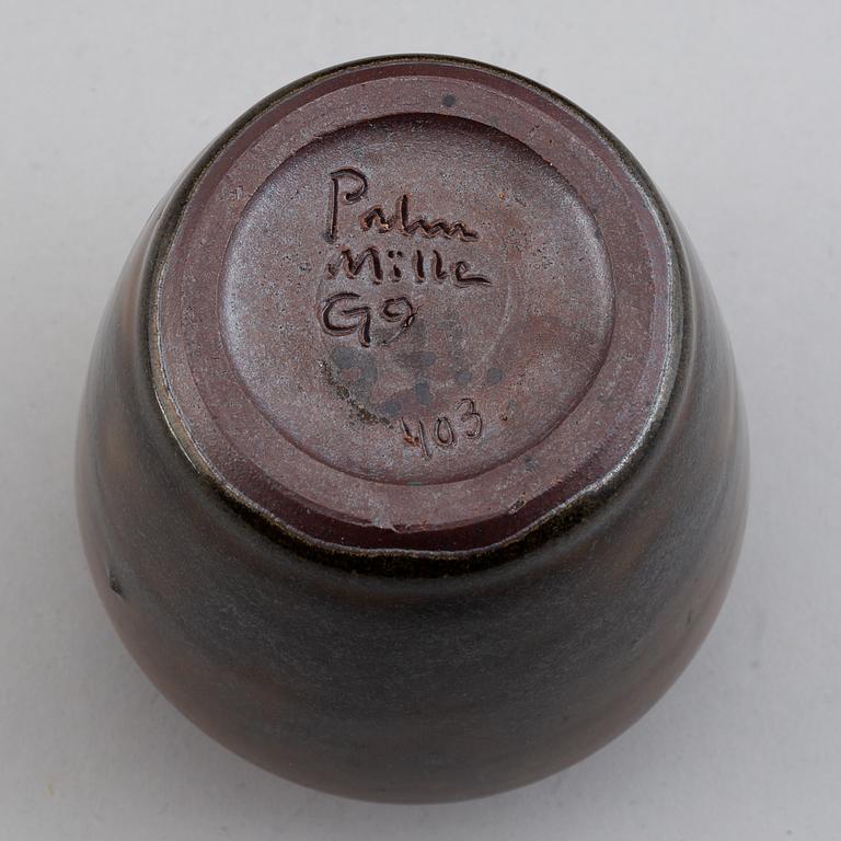 Rolf Palm, three 1960s glazed stoneware vases, signed Palm, Mölle.