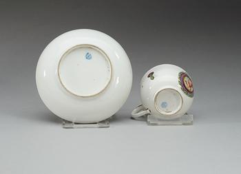 A Höchst cup and saucer, 18th Century.