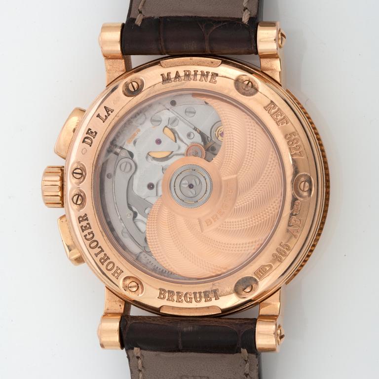 A Breguet Marine men's wristwatch. Serial no0 385, Chronograph, Ø 42 mm. Case and clasp in 18K gold.