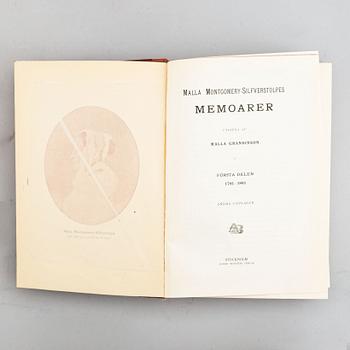 Books, 9 +2 vol, Hedvig Elisabeth Charlottas diary 1920s and Malla Montgomery-Silfverstolpe Memoirs, 1914-20, Swedish.
