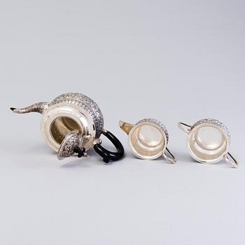 A 3-piece silver tea set, India, 20th Century.