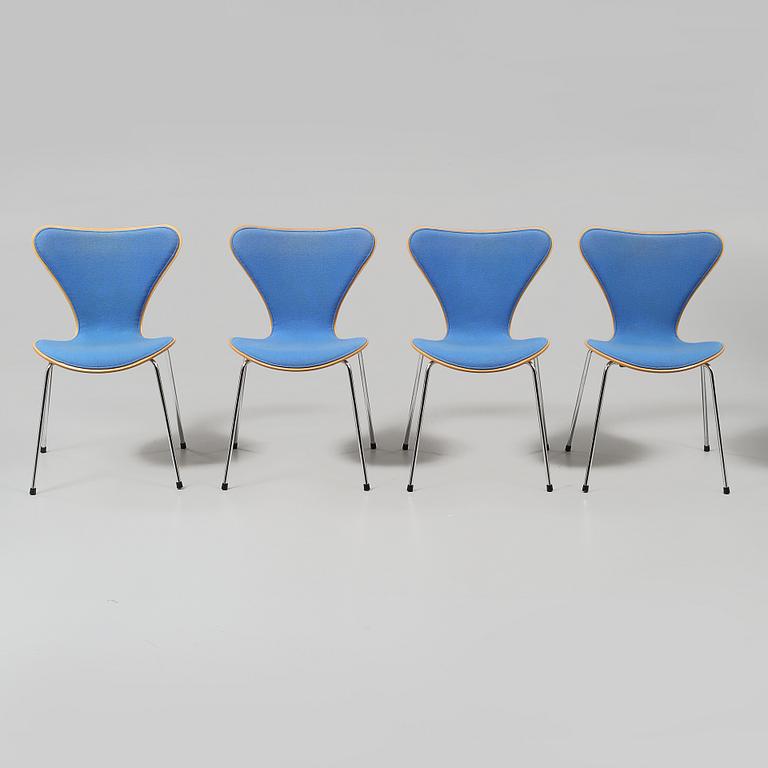 STOLAR, 4 st, "Sjuan", Arne Jacobsen, Fritz Hansen, sent 1900-tal.