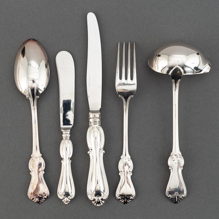 A swedish silver cutlery, 'Olga' GAB, Stockholm and Eskilstuna, 1966-80. (39 pieces).