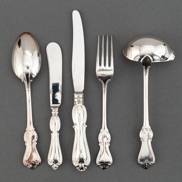 A swedish silver cutlery, 'Olga' GAB, Stockholm and Eskilstuna, 1966-80. (39 pieces).