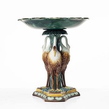 A  Swedish cream ware/maijolica center piece, Gustavsberg, 1884.