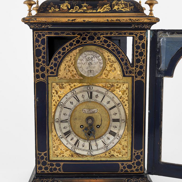 A Swedish late Baroque japanned bracket clock, first part of the 19th century.