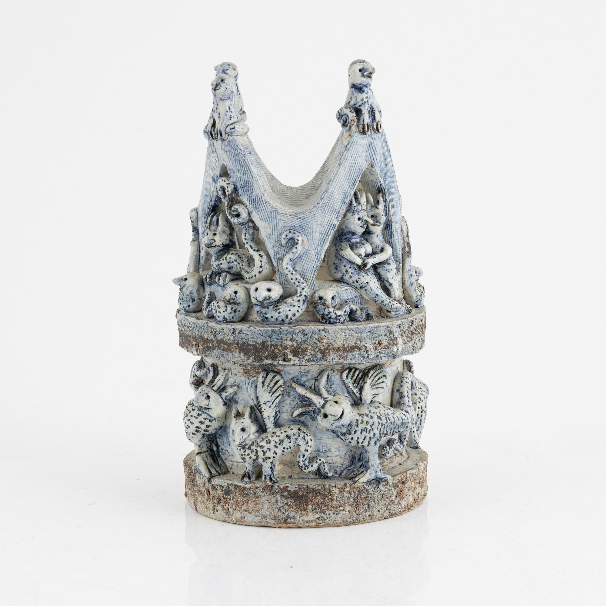 Astrid Anderberg, a stoneware sculpture/candle holder, Sweden, signed.