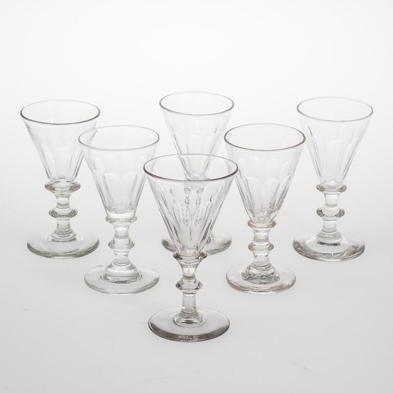 SPETSGLAS, 6 st, snarlika, ca 1900.