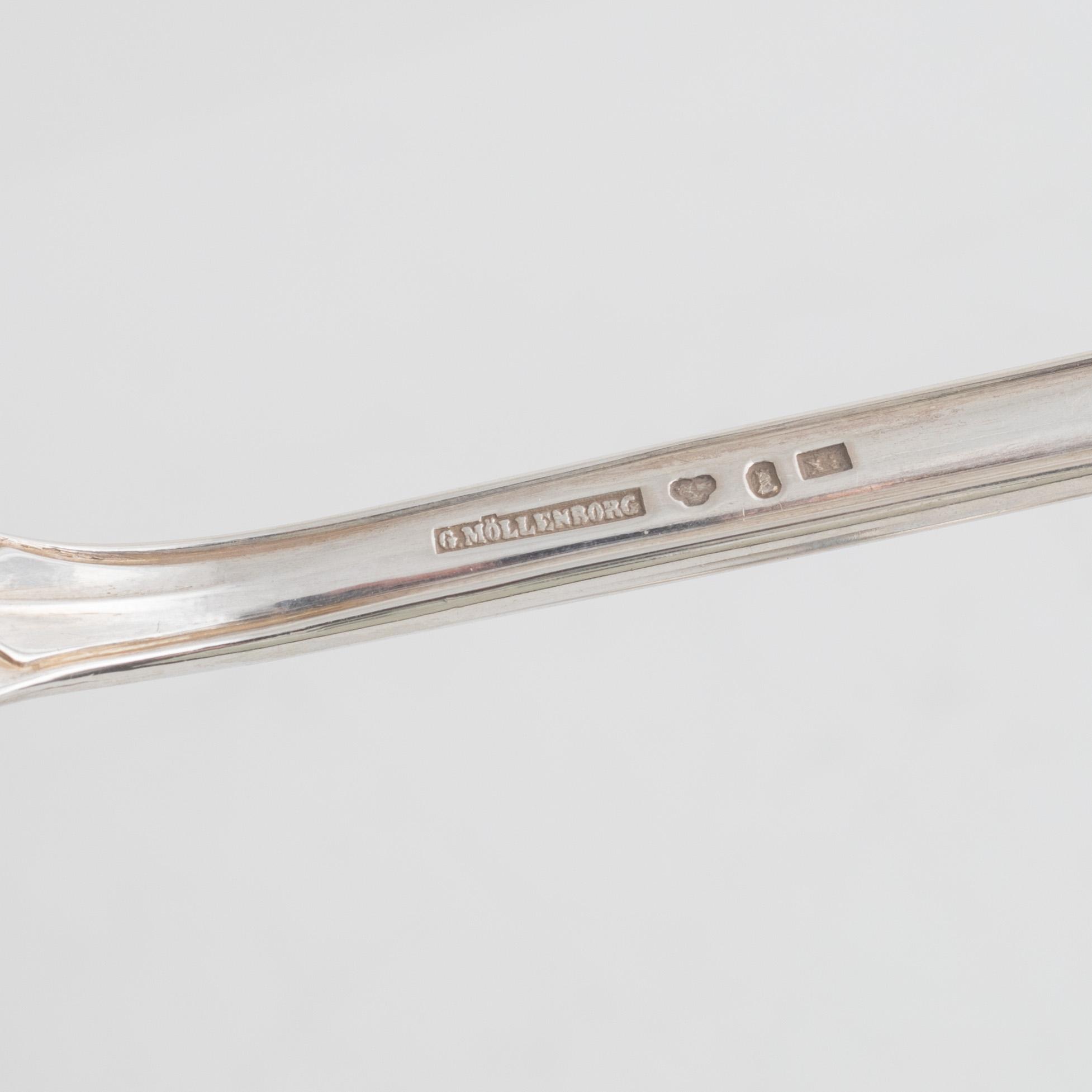 Skedar, 11 st, silver, bl.a. Gottfried Dubois, Stockholm 1743.