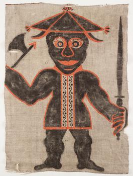 A Swedish painted wolf hunting banner, later part 18th century/early 19th century.