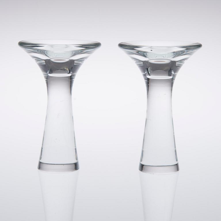 LJUSSTAKAR, ett par, glas, signerade Tapio Wirkkala 3412.