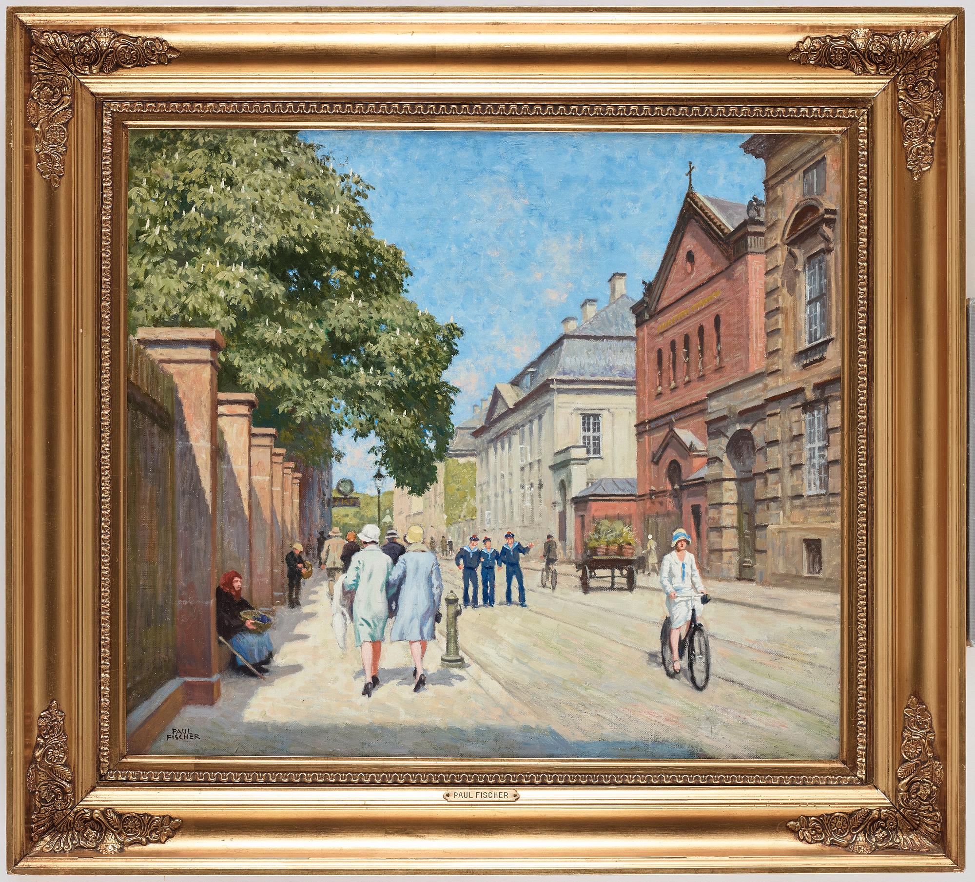 Paul Fischer, Sunny street scene, Bredgade, Copenhagen.