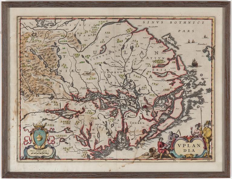KARTA, "Ducatis Uplandia", Willem Janszoon Blaeu, omkring 1600-talets mitt.