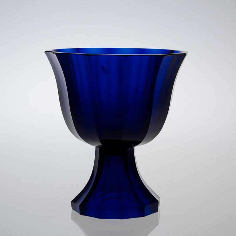 A Josef Hoffmann blue glass goblet, Wiener Werkstätte, Austria ca 1916-17.