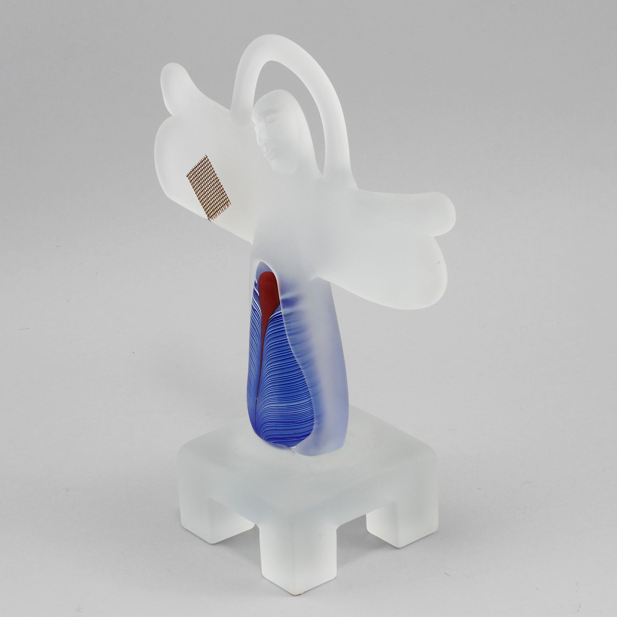 SKULPTUR, glas, Bertil Vallien, Kosta Boda Atelier, signerad, sent 1900-tal.