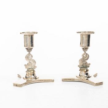 A pair of Swedish Empire candlesticks, mark of Petter Fredrik Sundberg, Karskrona 1832.