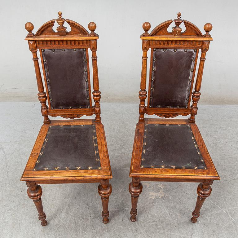 Eight chairs, late 19th Century.