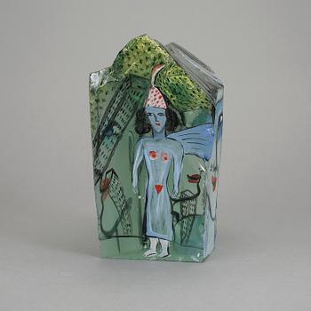 SKULPTUR, glas. Ulrica Hydman-Vallien, Kosta Boda 1991. Unik.