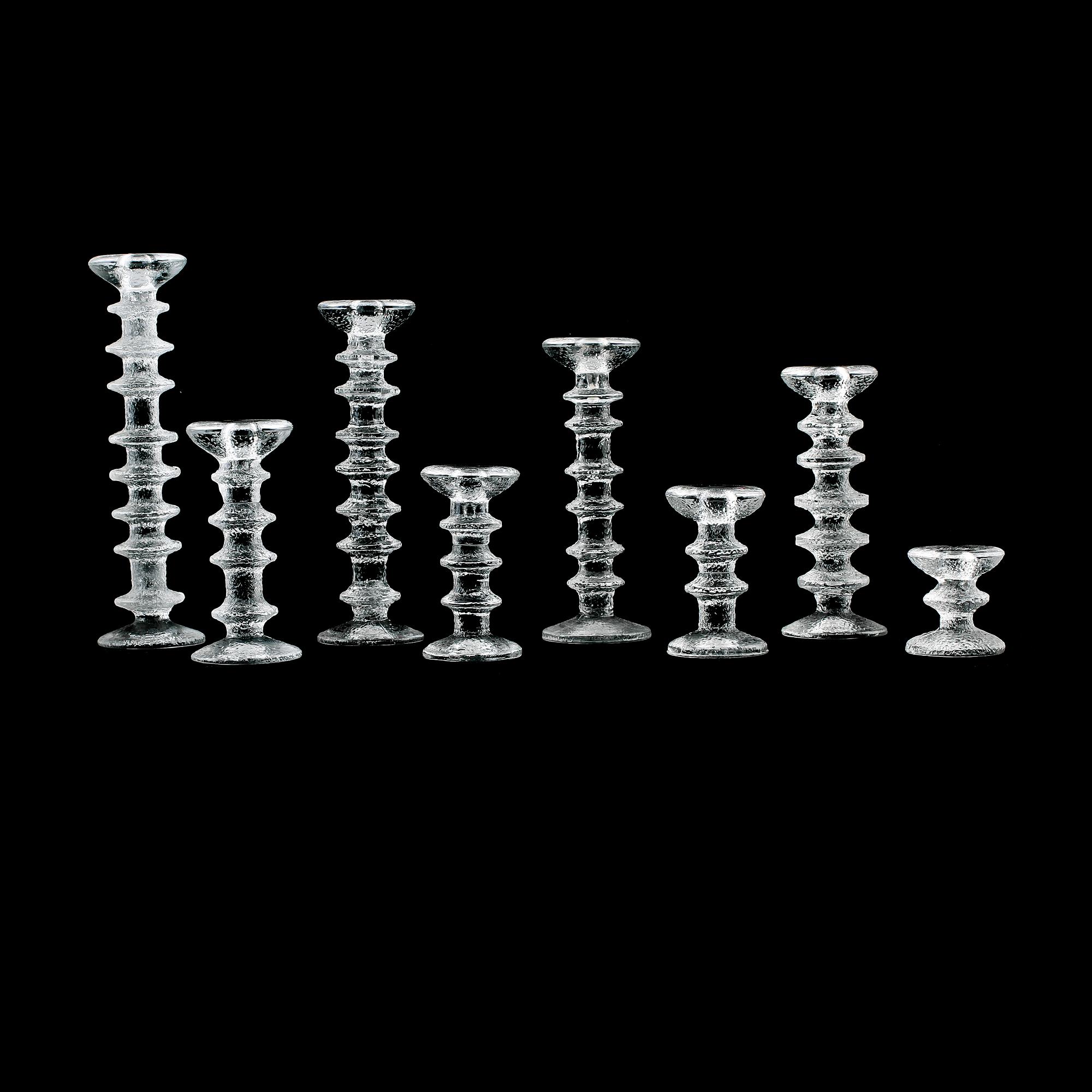 LJUSSTAKAR, 8 st, glas, "Festivo", Timo Sarpaneva, Iittala.