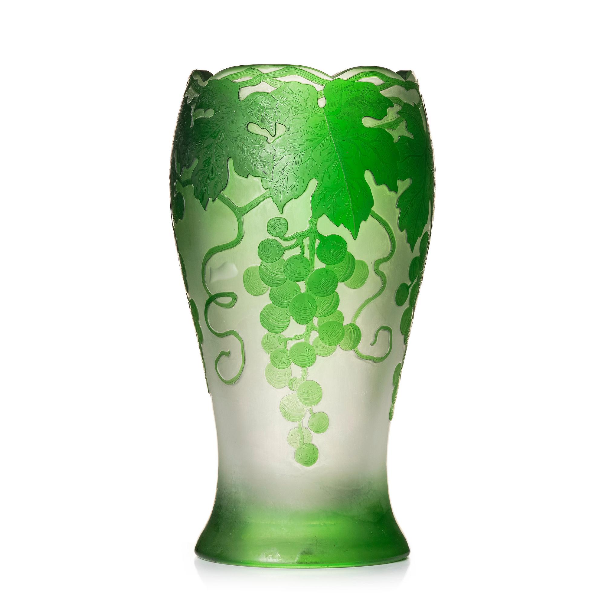 Karl Lindeberg, an Art Nouveau cameo glass vase, Kosta, Sweden, early 20th Century.