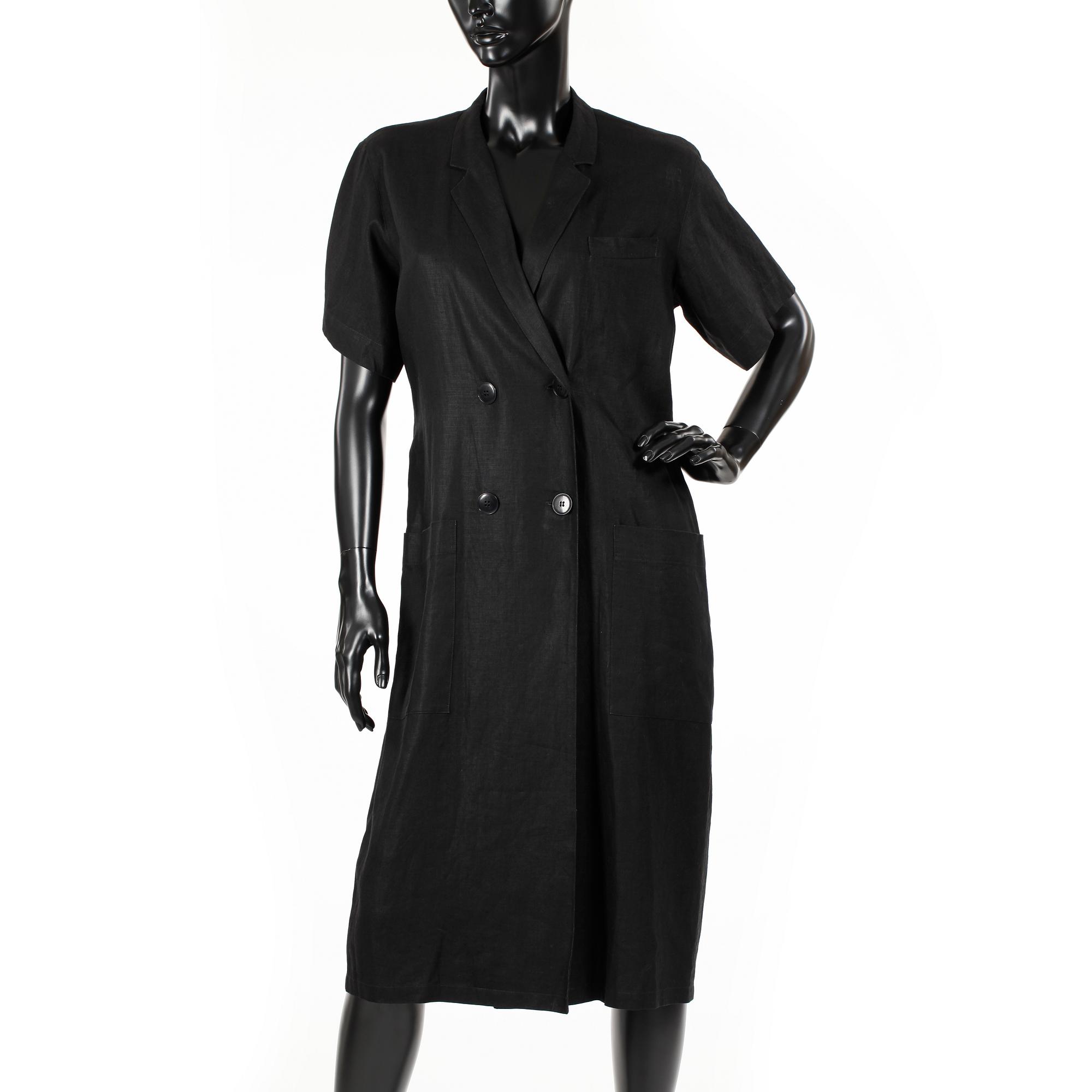 AGNÈS B, a black linen dress.