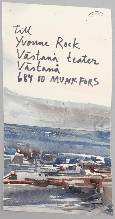 LARS LERIN, akvarell/vykort,  signerad.