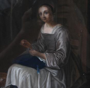 OKÄND KONSTNÄR, pastell, otydlig sign, 1800-tal.