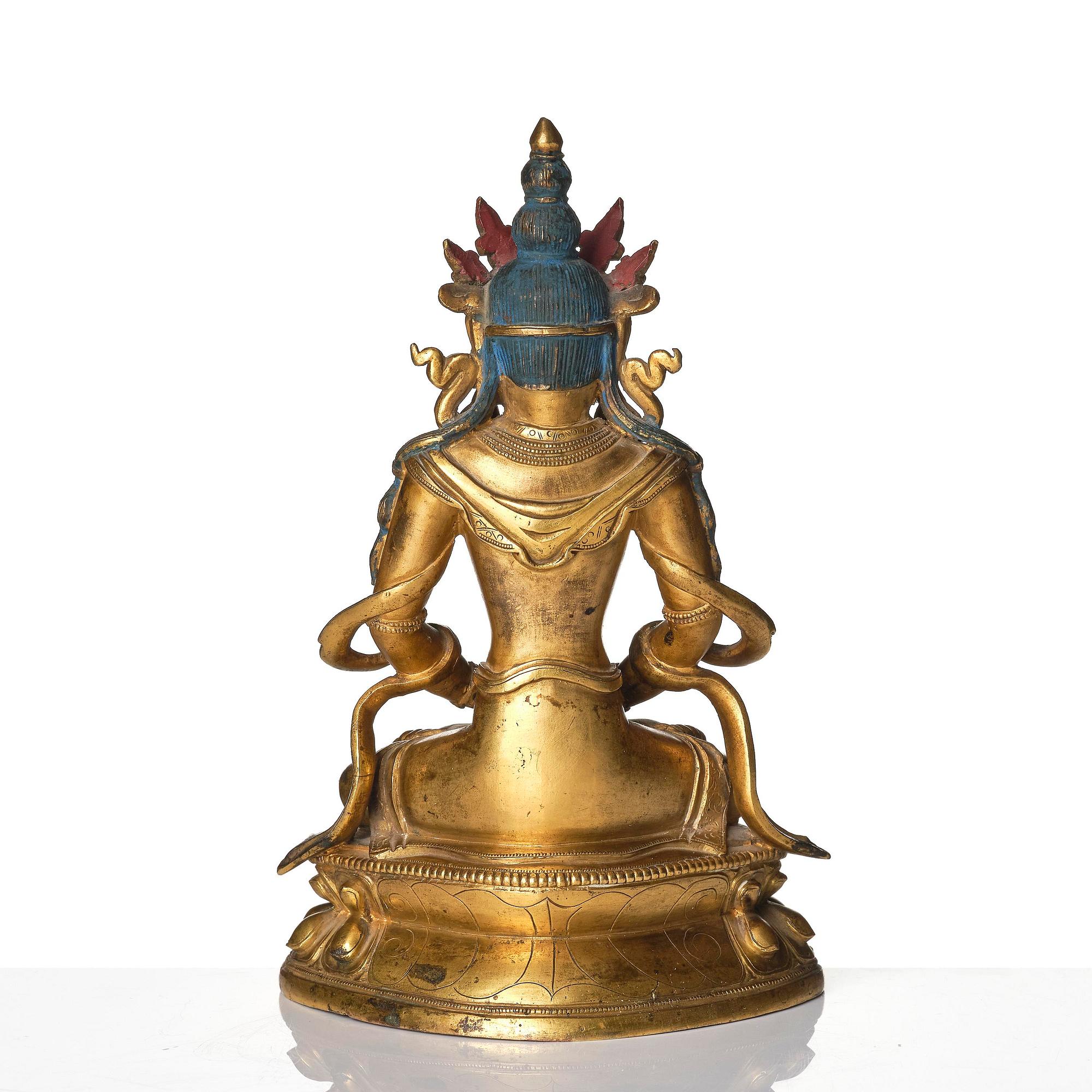 Amitayus, förgylld brons. Mongoliet, 1700-tal.