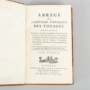 With 101 engraved plates from travels, including those of Cook, 1780-1801.