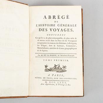 With 101 engraved plates from travels, including those of Cook, 1780-1801.