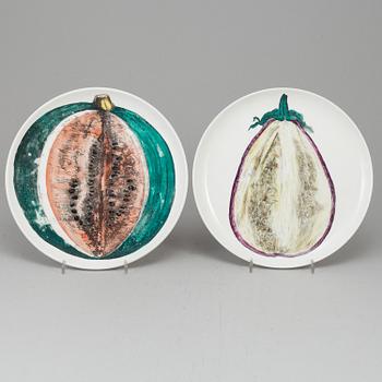 FORNASETTI, eight 'Sezioni di Frutta' ceramic plates, Milan, Italy, 1950's.