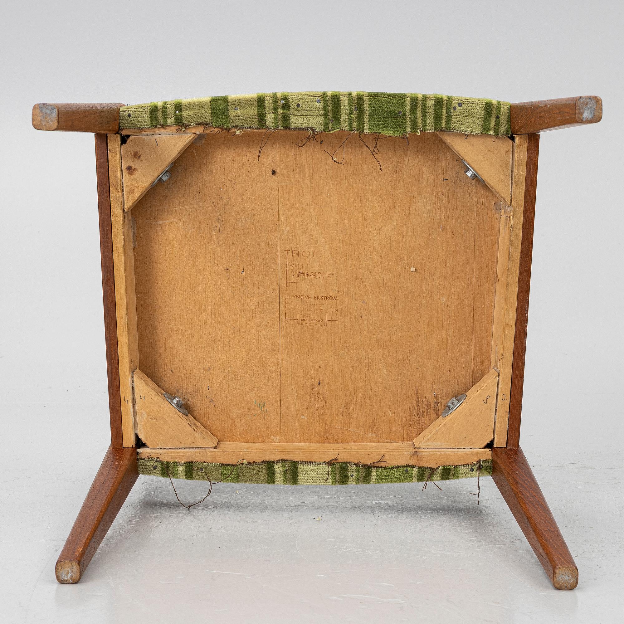 Yngve Ekström, 3 chairs, “Kontiki”, Troeds, second half of the 20th century.