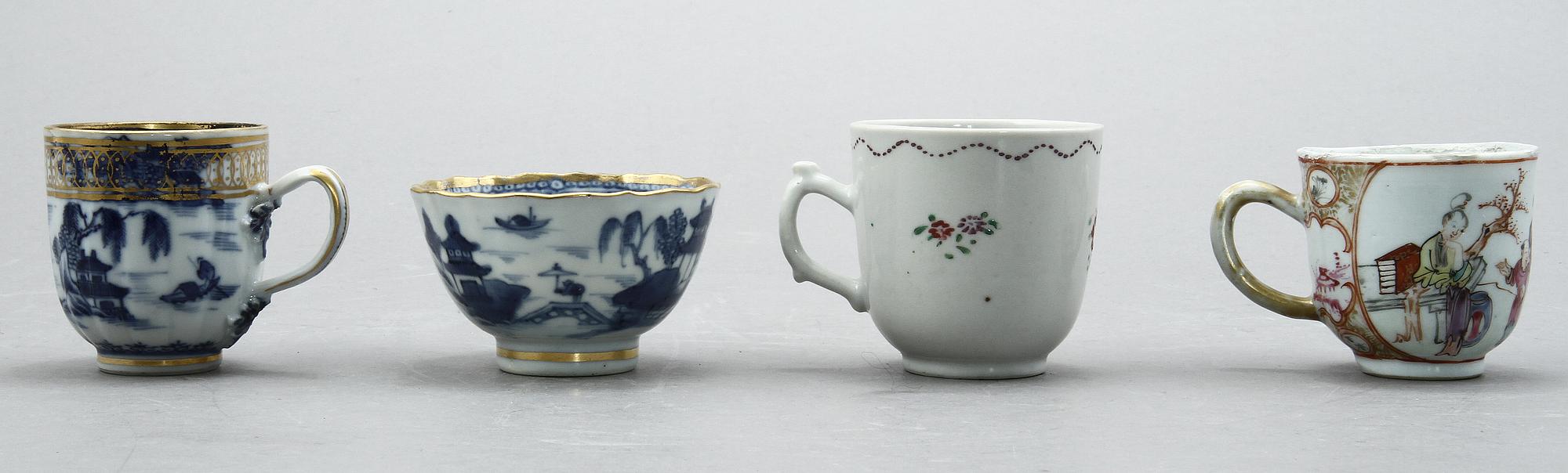 PARTI PORSLIN, 4 delar, Kina, 1700-tal.