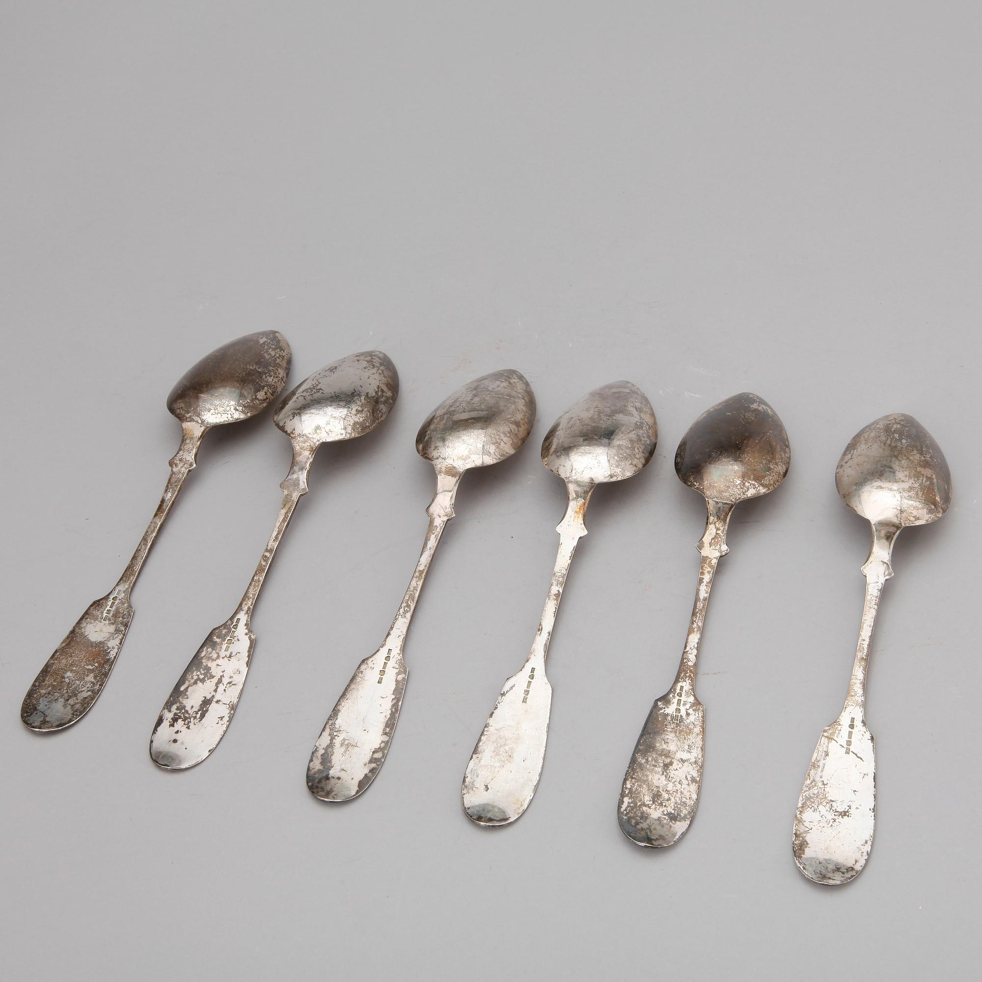 SKEDAR, 6 st, silver Finland, 1900-talets första hälft. Vikt ca 312 gram.