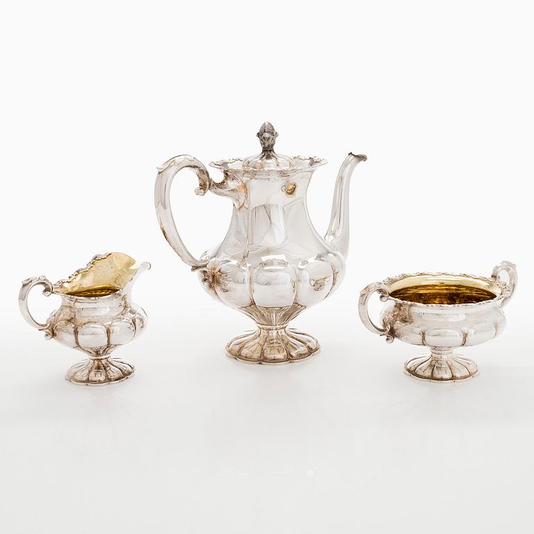 A three-piece silver coffee set, Kultakeskus Hämeenlinna, 1957-1961.