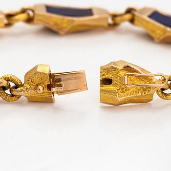 Björn Weckström, A 14K gold and lapis lazuli bracelet "Toltec". Lapponia 1999.