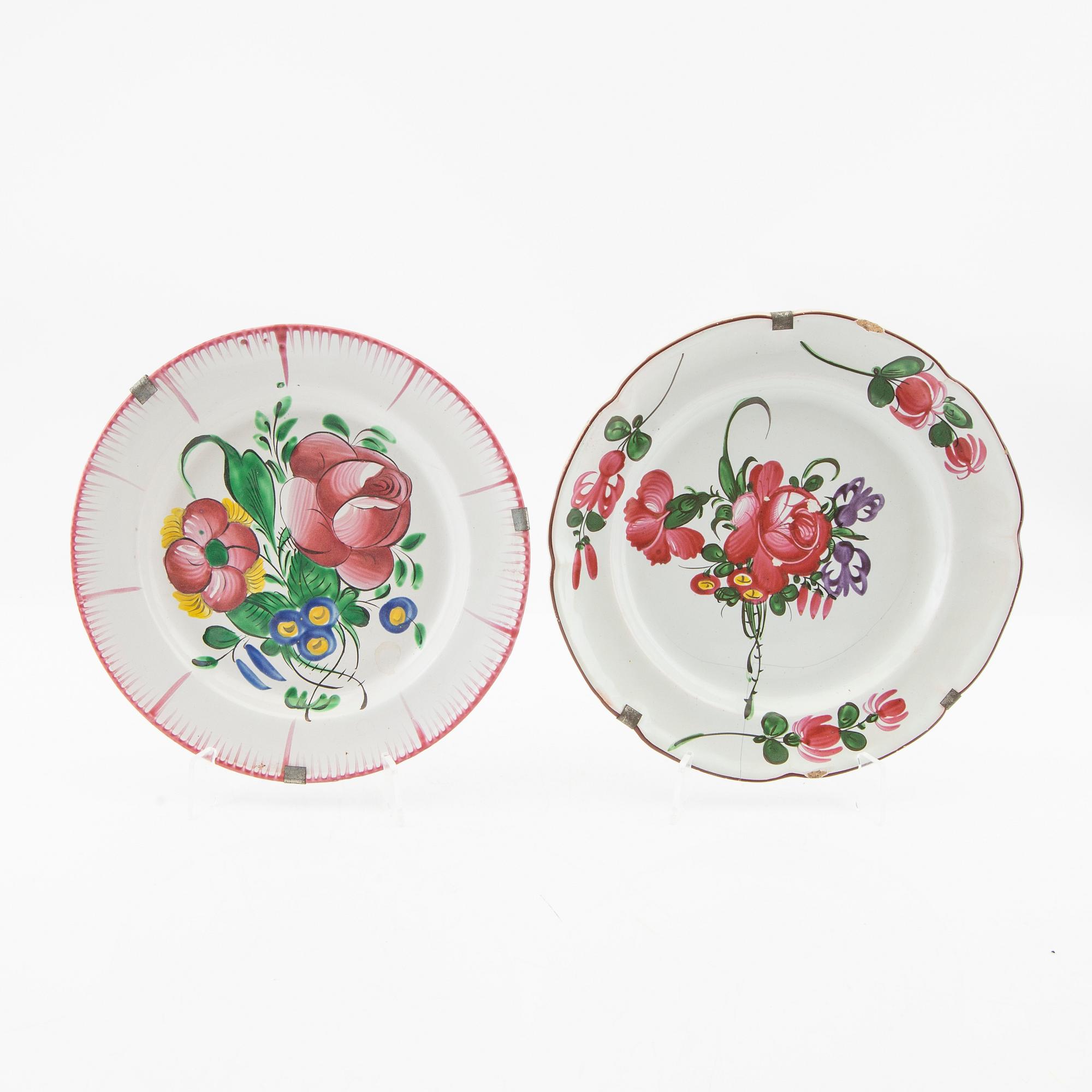 Plates 10+1 pcs, faience France 18th/19th century, likely Alsace.