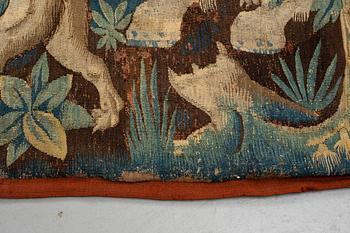 A tapestry, "Wolf hunting", tapestry weave, ca 250,5 x 240,5 cm, Flanders first half of the 17th century or older.