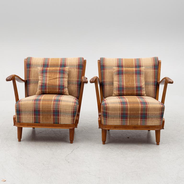 Svante Skogh, fåtöljer, ett par,- Swedish Modern, Förenade Möbelfabrikerna, Linköping, 1940-tal.